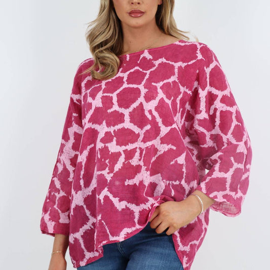 Amanda - Italian Animal Print Cotton Top